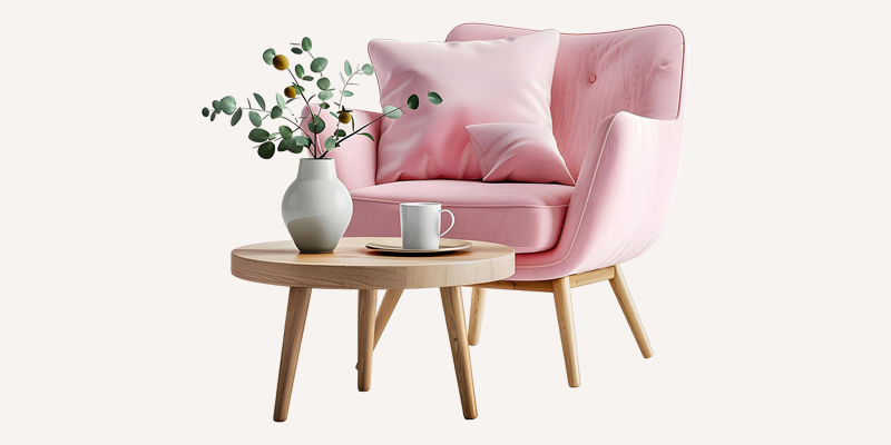 pink armchair & coffee table – Image 1