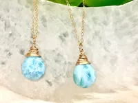 Larimar Wire Wrapped Pendant Necklace - Throat Chakra Necklace - Healing Crystal Necklace - Gift for Her – Image 5