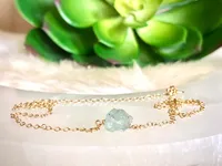 Raw Dainty Crystal Aquamarine Necklace - March Birthstone Jewelry - Pisces Necklace - Aquamarine Pendant - Gift for Pisces – Image 5