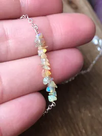 Raw Opal Necklace - Raw Stone Necklace - October Birthstone Necklace - Libra Gift - Libra Birthday - Raw Stone Necklace – Image 4