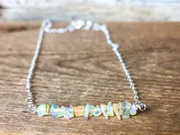 Raw Opal Necklace - Raw Stone Necklace - October Birthstone Necklace - Libra Gift - Libra Birthday - Raw Stone Necklace – Image 5