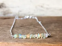 Raw Opal Necklace - Raw Stone Necklace - October Birthstone Necklace - Libra Gift - Libra Birthday - Raw Stone Necklace – Image 6