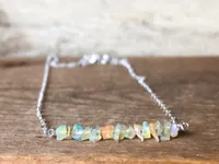 Raw Opal Necklace - Raw Stone Necklace - October Birthstone Necklace - Libra Gift - Libra Birthday - Raw Stone Necklace – Image 2