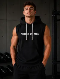 Fisher of Men Black Sleeveless Sweatshirt Hoodie – Image 1