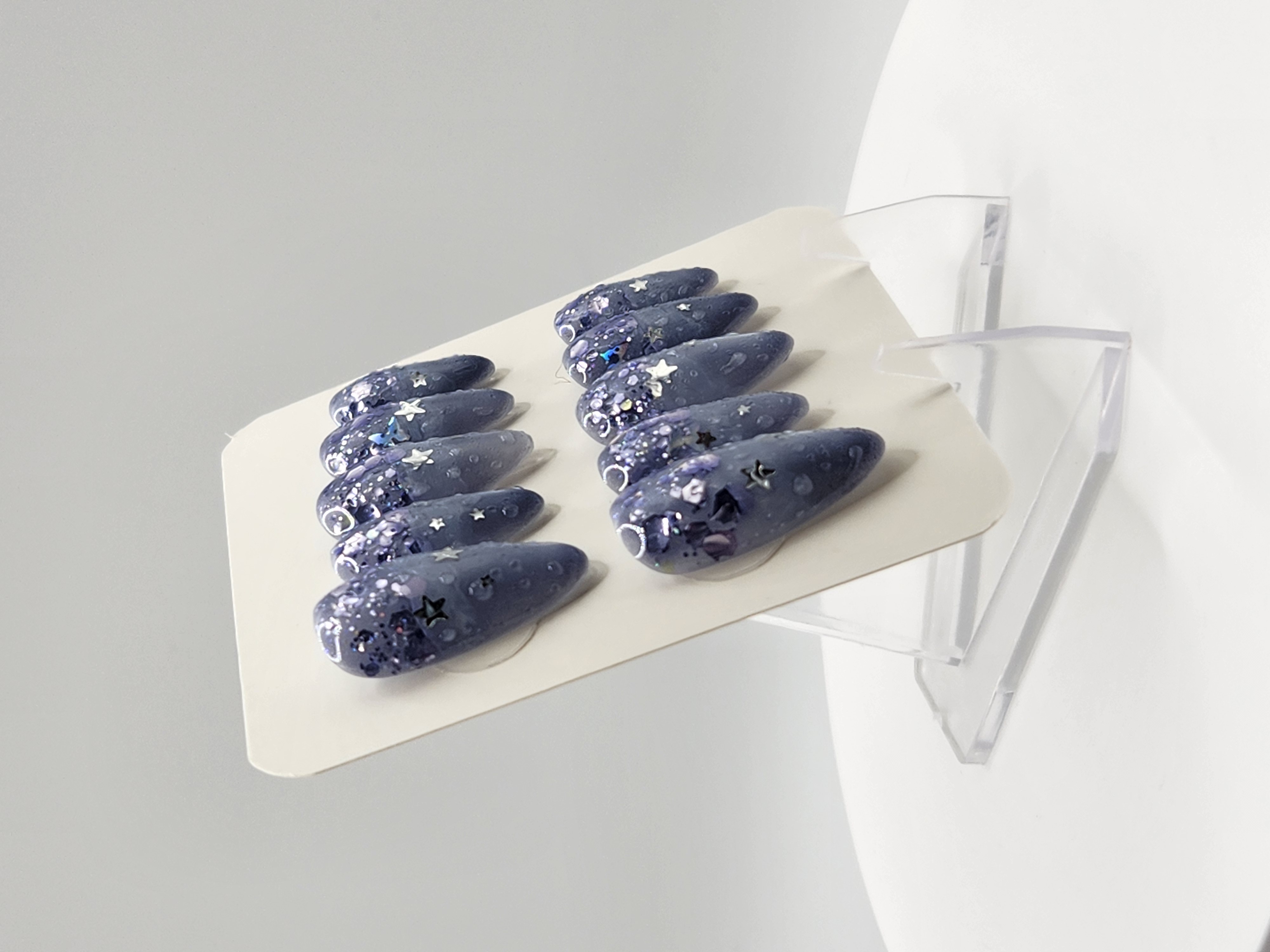 Celestial Mist | Lavender Blue Cat Eye Press-On Nails – Image 5