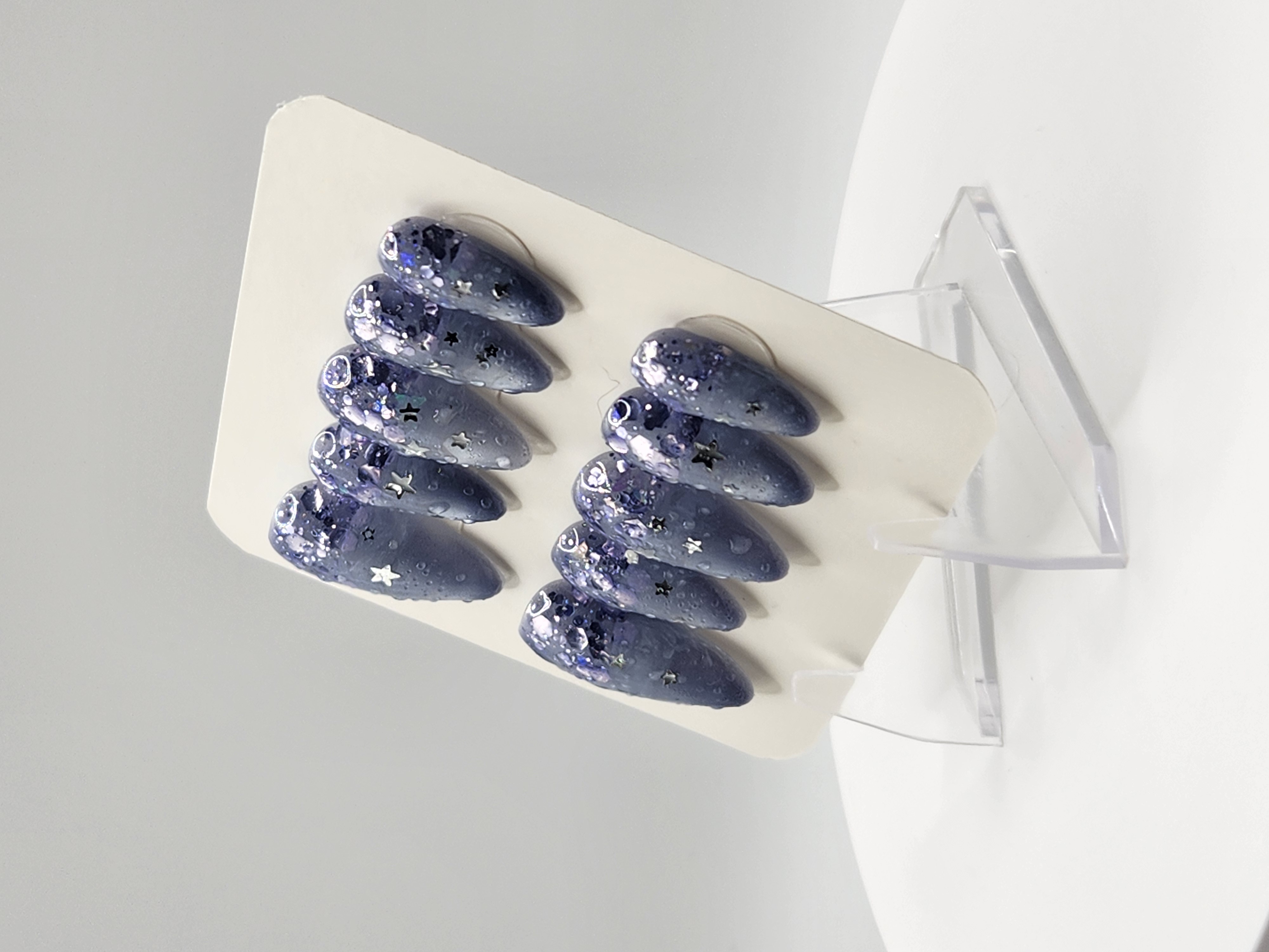 Celestial Mist | Lavender Blue Cat Eye Press-On Nails – Image 4