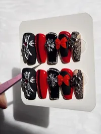 Crimson Relic Gothic Black and Red Press On Nails – Image 4