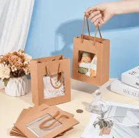 12pcs Kraft Paper Gift Bags with Window & Handle | Premium Souvenir & Party Packaging Bags – Image 4
