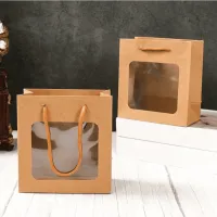 12pcs Kraft Paper Gift Bags with Window & Handle | Premium Souvenir & Party Packaging Bags – Image 3