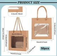 12pcs Kraft Paper Gift Bags with Window & Handle | Premium Souvenir & Party Packaging Bags – Image 6