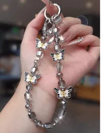 1pc Elegant Butterfly Mobile Phone Chain – Gray