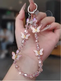 1pc Elegant Butterfly Mobile Phone Chain – Pink