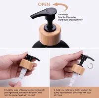 2pcs Black & White Frosted Soap Dispenser Set with Tray | Refillable Bathroom Pump Bottles – Image 5