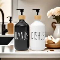 2pcs Black & White Frosted Soap Dispenser Set with Tray | Refillable Bathroom Pump Bottles – Image 1