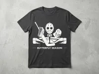 It’s Butterfly Season Funny Hockey Goalie T-Shirt – Image 2