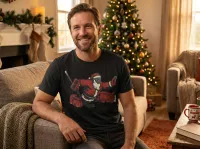 Santa Goalie Christmas Hockey T-Shirt | Funny Holiday Goalie Shirt – Image 4