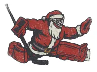 Santa Goalie Christmas Hockey T-Shirt | Funny Holiday Goalie Shirt – Image 2