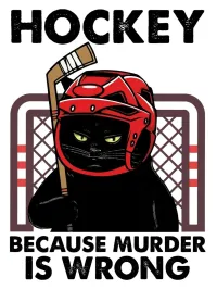 Hockey Because Murder Is Wrong Funny Goalie T-Shirt – Image 2