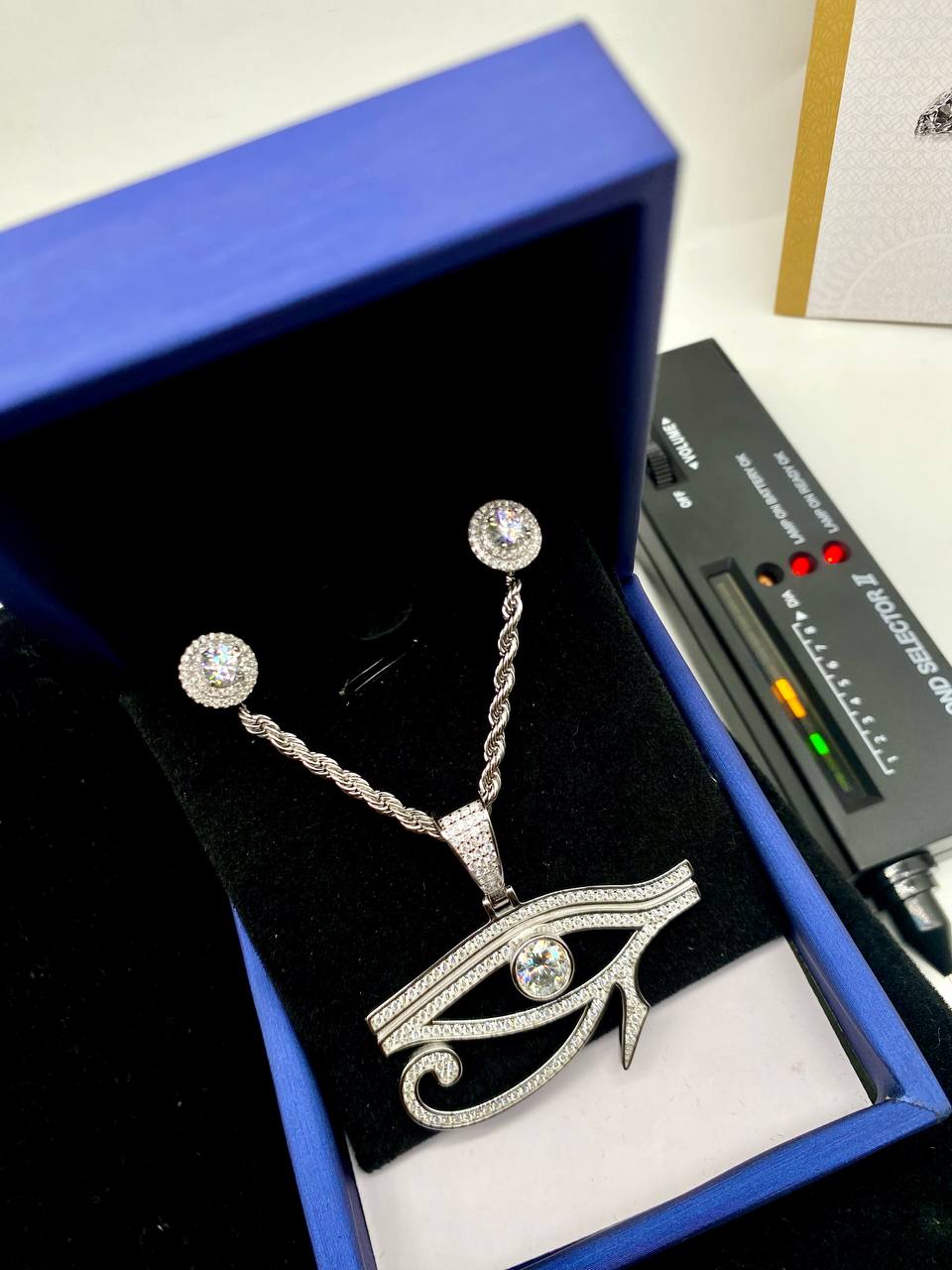 VVS Moissanite Diamond Eye Pendant with Tennis Bracelet and Earring Combo 💎💎💎💎  – Image 3