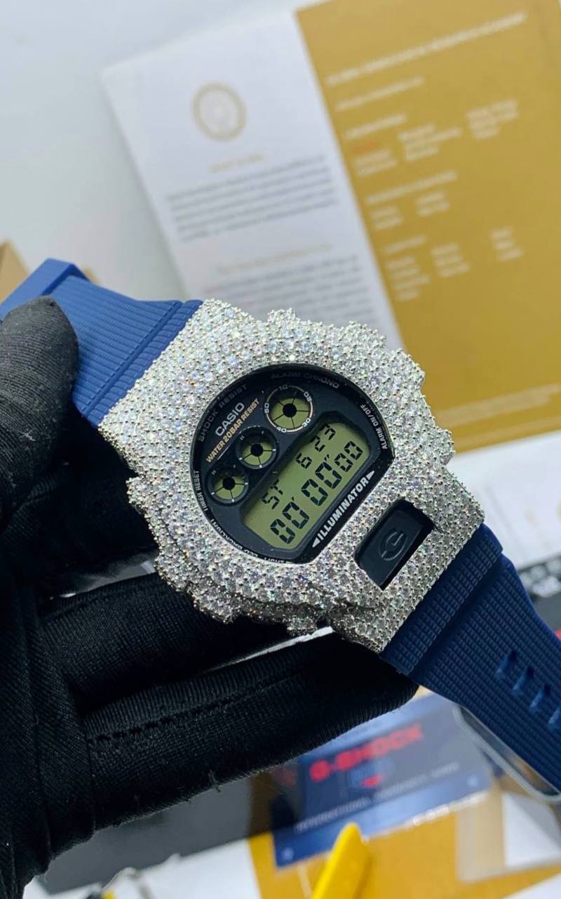 Vvs Moissanite Diamond Bussdown G-Shock Watch now available in blue and black 💎💎💎 – Image 1