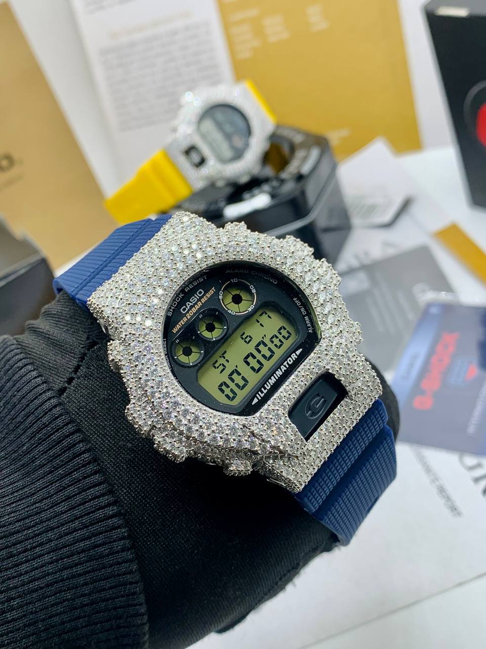 Vvs Moissanite Diamond Bussdown G-Shock Watch now available in blue and black 💎💎💎 – Image 2