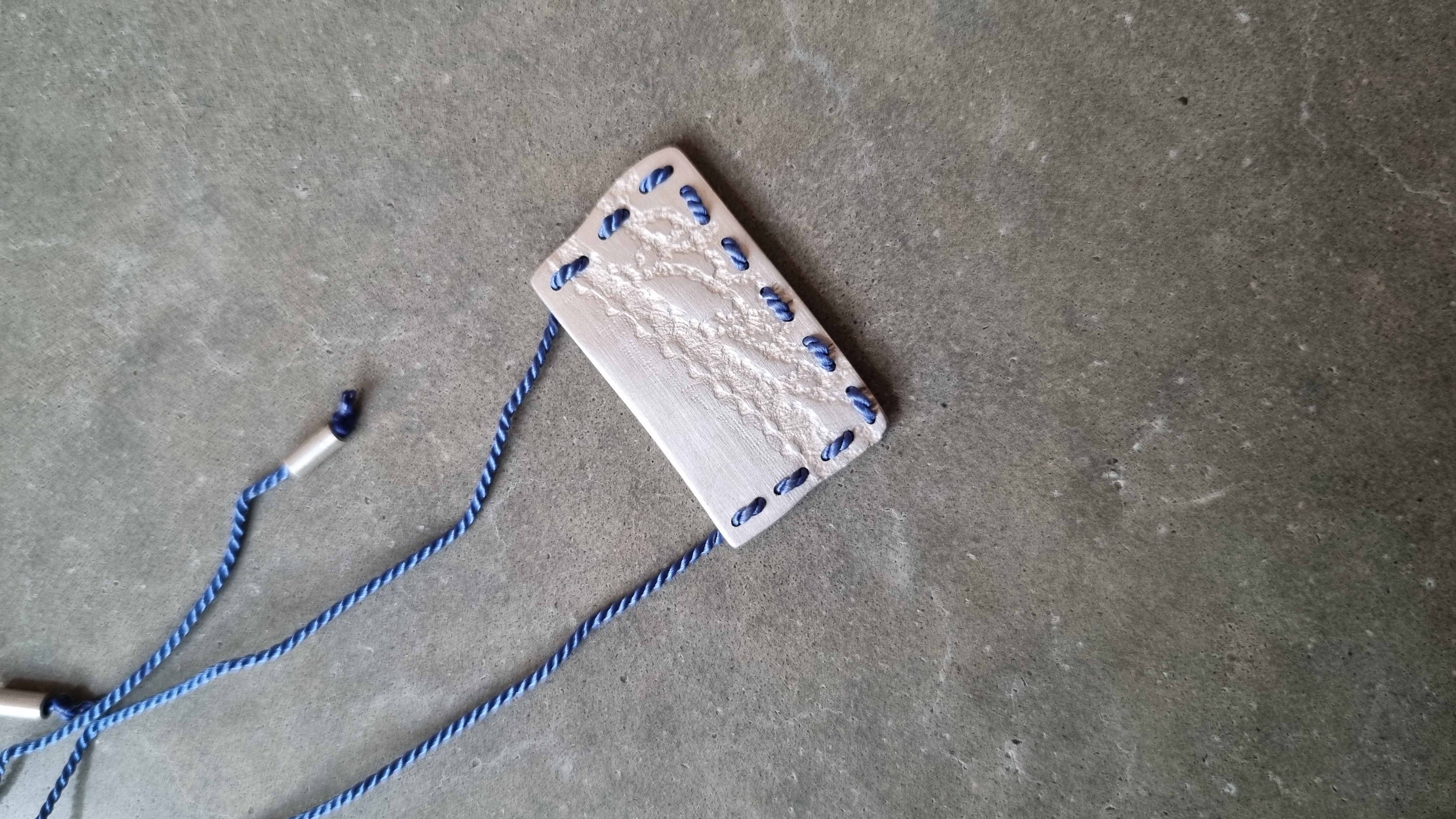 Fabric of Life Printed Necklace - S/S, Blue Silk Cord – Image 1