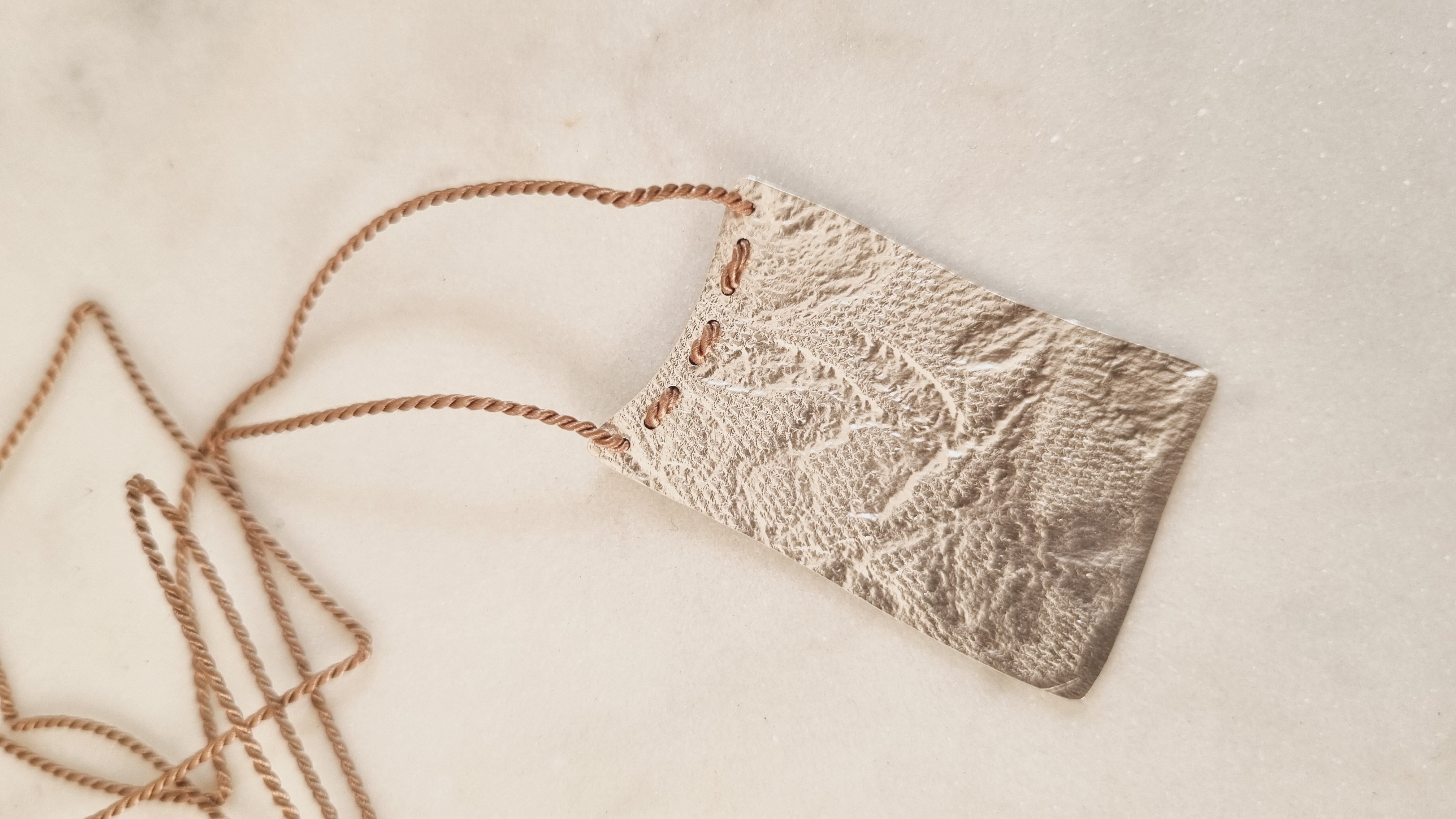 Fabric of Life Printed Necklace - S/S, Brown Silk Cord – Image 2