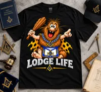 Lodge Life | Masonic Cartoon T-Shirt – XL, Olive Drab, With Lettering