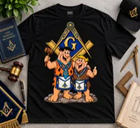 Stone Age Brother | Masonic Cartoon T-Shirt – Medium, Navy