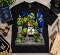 Turtle Brotherhood | Masonic Cartoon Turtle T-Shirt – XL, White