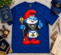 Blue Wizard Brother | Masonic Blue Cartoon Wizard T-Shirt – Large, Heather Gray
