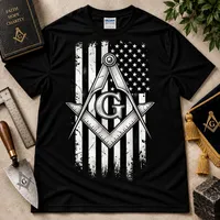 Black & White Flag – Masonic T-Shirt – M, White
