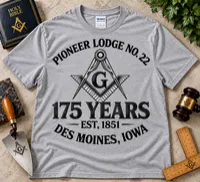 Pioneer Lodge No. 22 – 175th Anniversary Classic Heritage T-Shirt. – M, Heather Gray