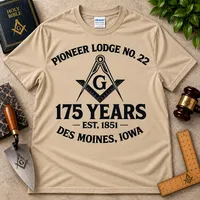 Pioneer Lodge No. 22 – 175th Anniversary Classic Heritage T-Shirt. – L, Sand