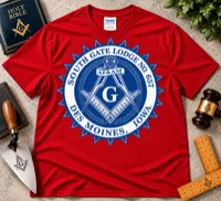 South Gate Lodge No. 657 – Classic Blue Masonic Emblem T-Shirt – L, Red