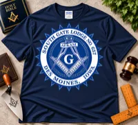 South Gate Lodge No. 657 – Classic Blue Masonic Emblem T-Shirt – L, Navy