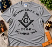 South Gate Lodge No. 657 – Vintage Distressed Masonic T-Shirt – XL, Heather Gray
