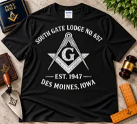 South Gate Lodge No. 657 – Vintage Distressed Masonic T-Shirt – L, Black