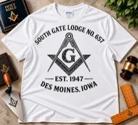 South Gate Lodge No. 657 – Vintage Distressed Masonic T-Shirt – S, White