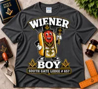 Wiener Boy – South Gate Lodge cartoon T-Shirt – XL, Charcoal