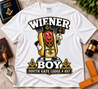 Wiener Boy – South Gate Lodge cartoon T-Shirt – S, White