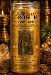 Business Growth Spelled Tarot Candle – Image 1