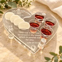 4 Holes Communion Tray Double Layer - Perspex Heart – Image 1