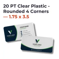 Plastic Business Cards - 20 PT Clear Plastic - Rounded 4 Corners — 1.75 x 3.5 – Image 1