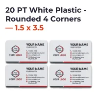 Plastic Business Cards - 20 PT White Plastic - Rounded 4 Corners — 1.5 x 3.5 – Image 1