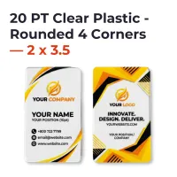 Plastic Business Cards - 20 PT Clear Plastic - Rounded 4 Corners — 2 x 3.5 – Image 1