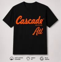Cascade Skating ATL T-Shirt – Orange Writing, M