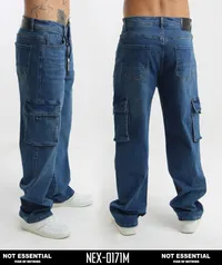 Not Essential Jean de Hombre Cargo Azul Medio NEX-0171M – Image 1