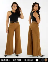 Salvaje Pantalon de Mujer Camel Acampanado NJZ-2333 – Image 1
