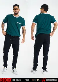 Redox Pantalon de Hombre Cargo Negro HOL-1007MS – Image 1